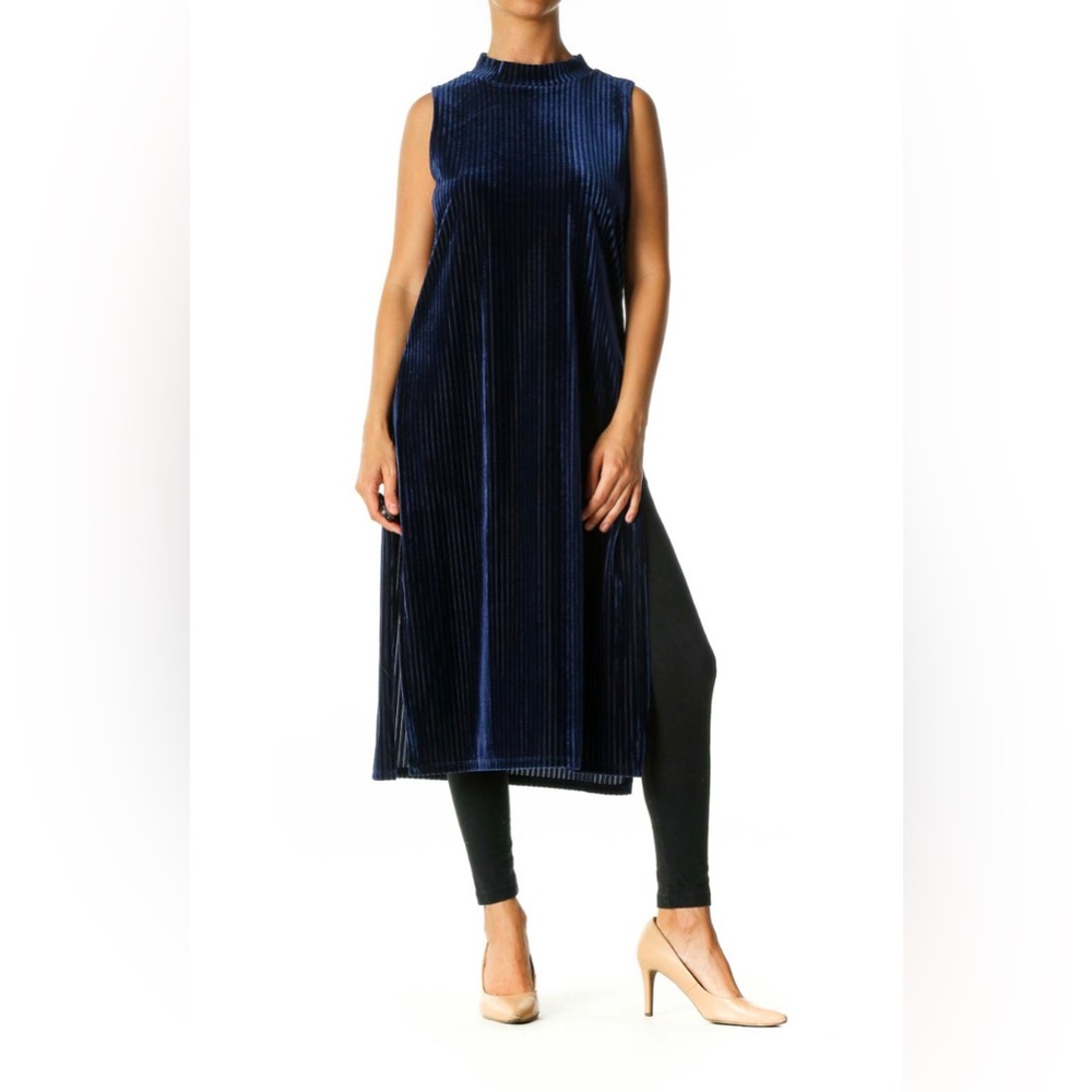 J.O.A Blue Textured Velvet Bohemian Blouse